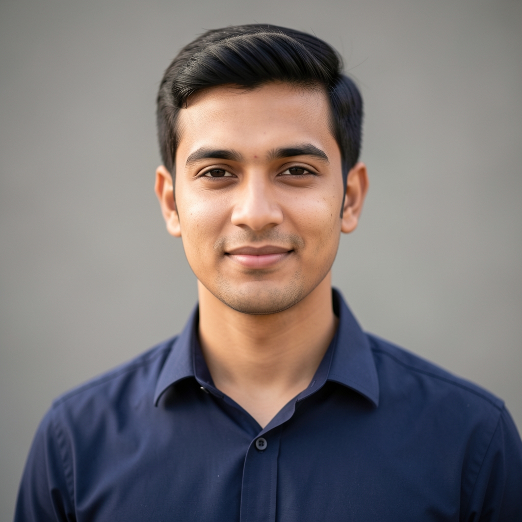 Portrait of Tobias Ashcroft in a well-lit studio setting, senior editor at Kalmend Almanac, wearing a plain navy shirt against a neutral background